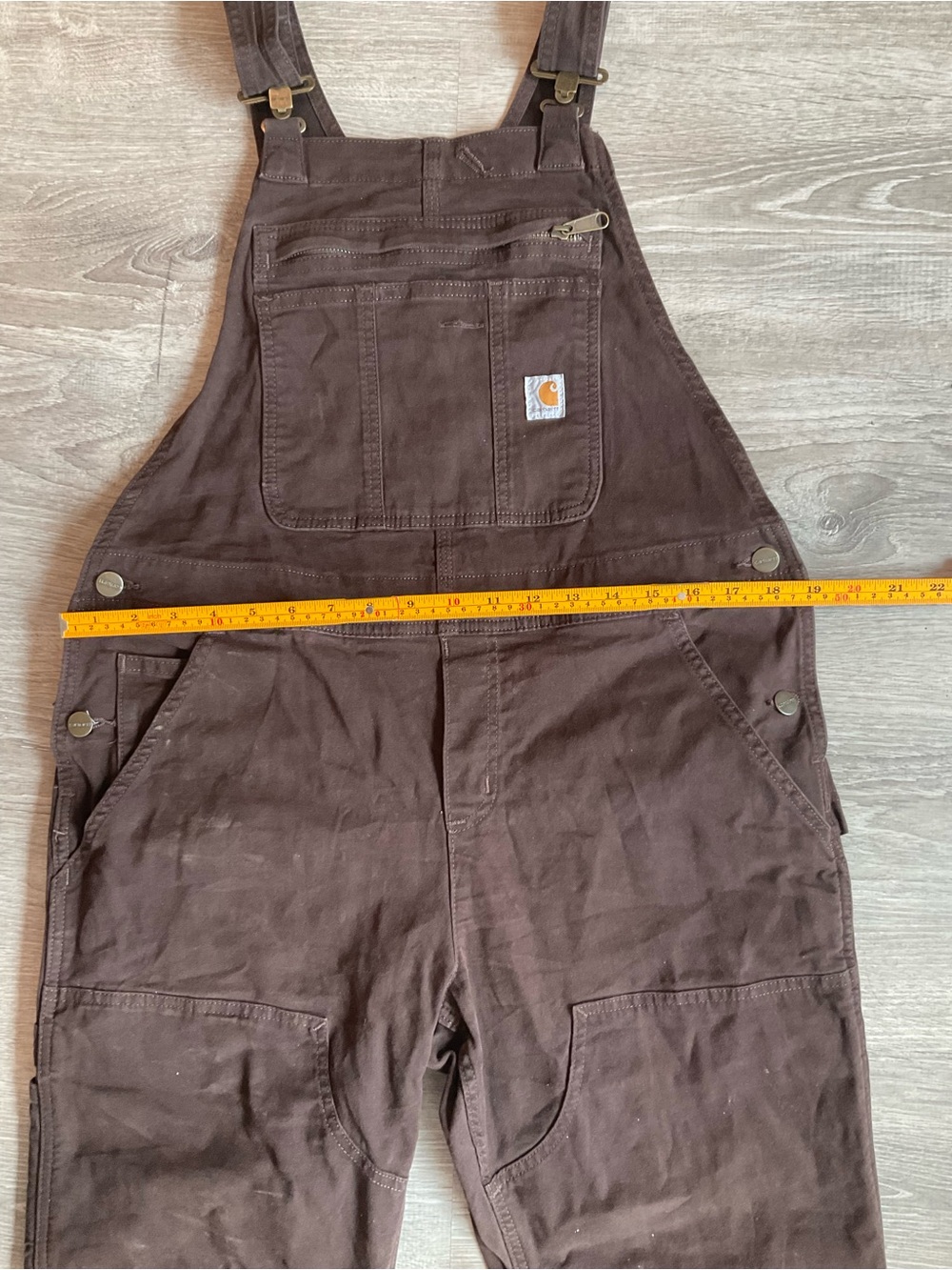 🥕Carhartt Brown Duck Canvas Double Knee Bib Overalls Womens M Workwear Gorpcore - Picture 6 of 11